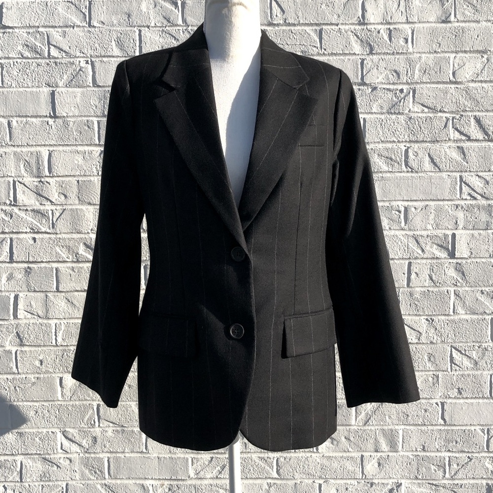 EUC Vintage YSL Rive Gauche wool-cashmere blend double lined pinstripe blazer 44